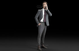 Humano Elegant Business Man Standing and calling 0106 - 3D model  ?