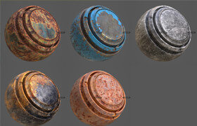 Artstation - 5 Worn Metal Smart-Materials (Vol.01) - 材質(zhì)