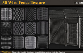 Artstation - 30 Wire Fence Texture - 材質(zhì)貼圖    ?