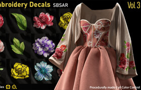 Artstation - 50 Embroidery Decals SBSAR Vol3 - 材質(zhì)貼圖