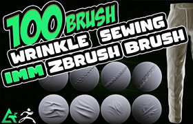 Artstation - 100 Fabric Brushes - Tension , Seam , Compression Folds , Stitches  Zbrush - 材質(zhì)貼圖