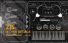 Artstation - 215 + ui  hud scifi graphic decals  vol 05 - 材質(zhì)貼圖