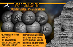 Artstation - Wall Maker 120 ZBrush Brushes, 60 Alphas, and 55 Patterns - zbrush筆刷