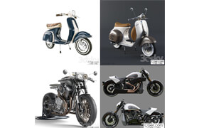 4輛3dsky網(wǎng)站的摩托車模型合集。