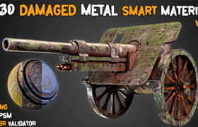 Artstation - 30 Damaged Metal Smart Materials + BPR Textures - Vol 2 - 材質貼圖