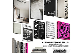 Decorative books set 11 neutral 03